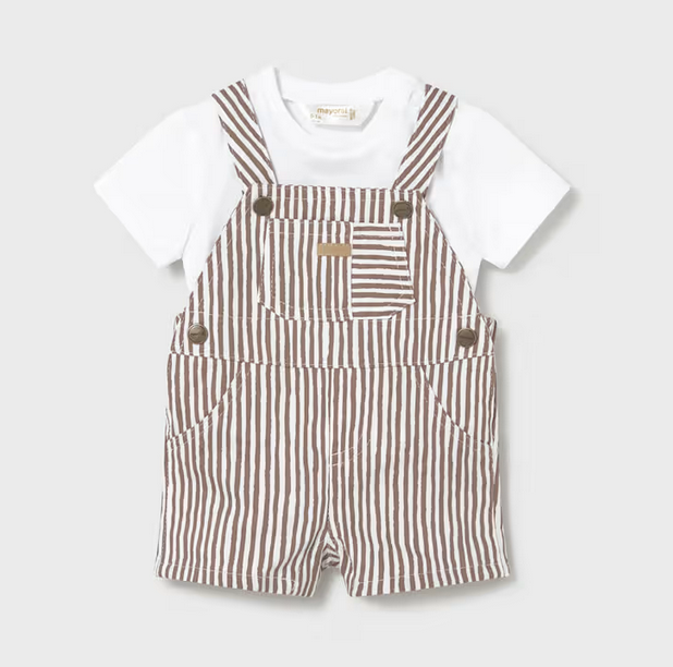 mayoral newborn mayoral cocoa striped romper set