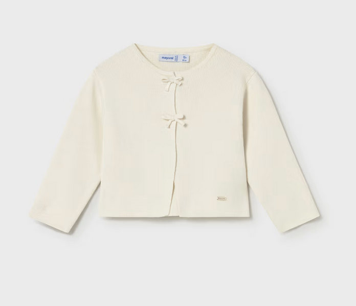 Mayoral mayoral ivory bow cardigan