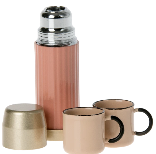 Maileg maileg thermos and cups 2", coral