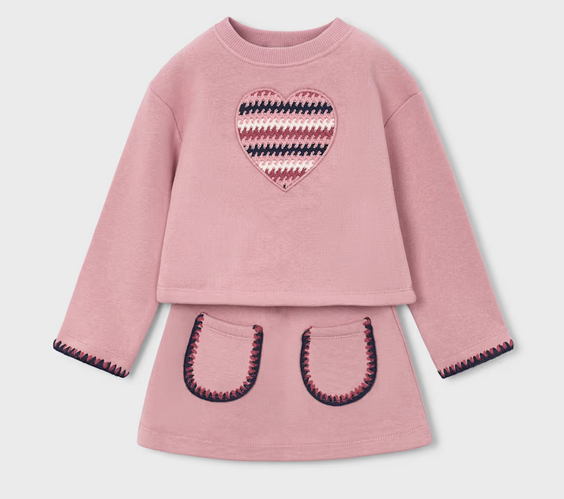 Mayoral mayoral pink heart skirt set