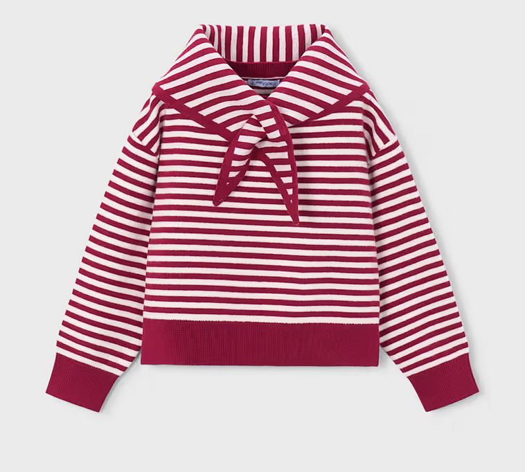 Mayoral mayoral cherry striped sweater w/ scarf