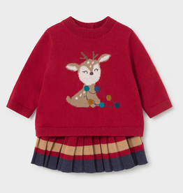 mayoral newborn mayoral reindeer sweater + skirt