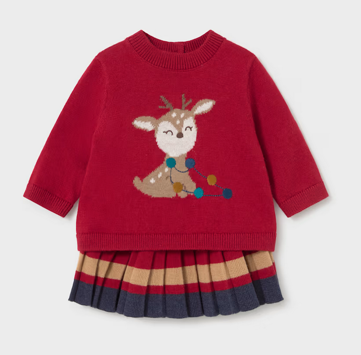 mayoral newborn mayoral reindeer sweater + skirt