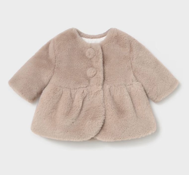 mayoral newborn mayoral creme vegan fur coat 2406