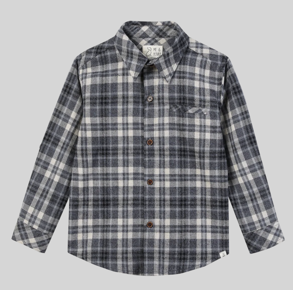 me & henry me & henry blue/beige plaid buttondown