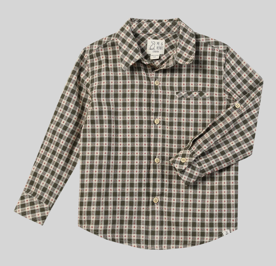me & henry me & henry sage/rust buttondown