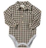 me & henry me & henry sage/rust collared  onesie