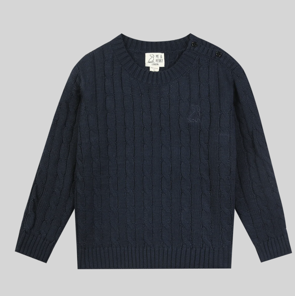 me & henry me & henry navy cable sweater