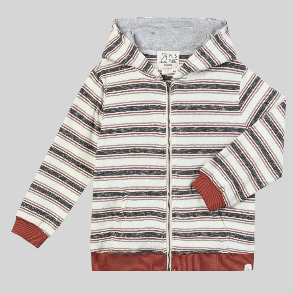 me & henry me & henry burgundy stripe hoodie
