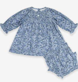 viverano organic indigo floral dress + bloomer