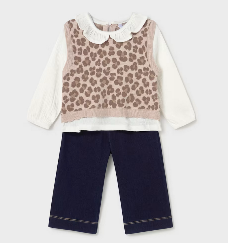 Mayoral mayoral leopard vest set