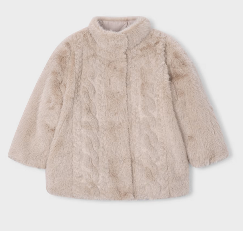 Mayoral mayoral almond vegan fur coat