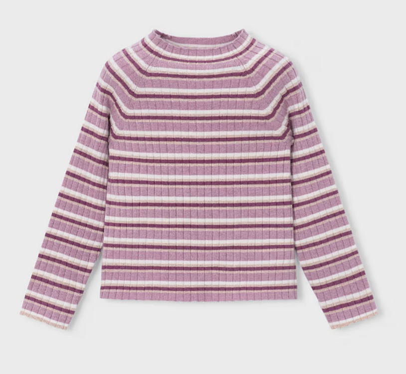 Mayoral mayoral violet striped mock neck sweater