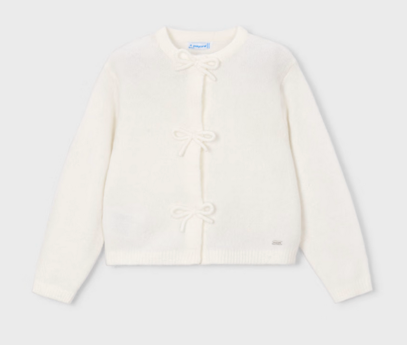 Mayoral mayoral ivory cardigan w/ bows