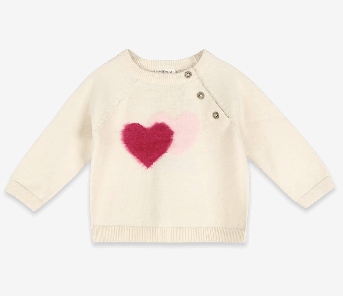 viverano organic fuzzy hearts pullover