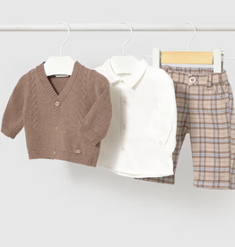 mayoral newborn mayoral tan plaid 3 piece set