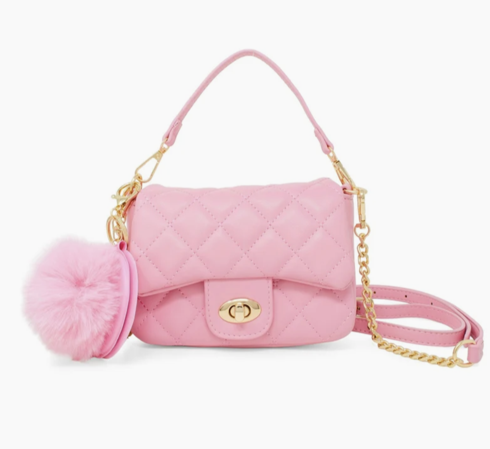 zomi gems quilted puff flap w/ pom mirror
