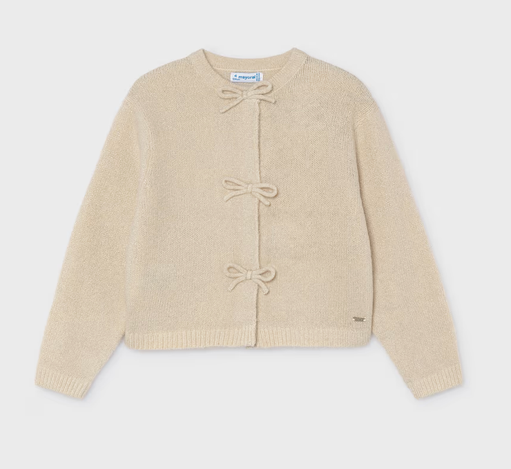 Mayoral mayoral champagne cardigan w/ bows