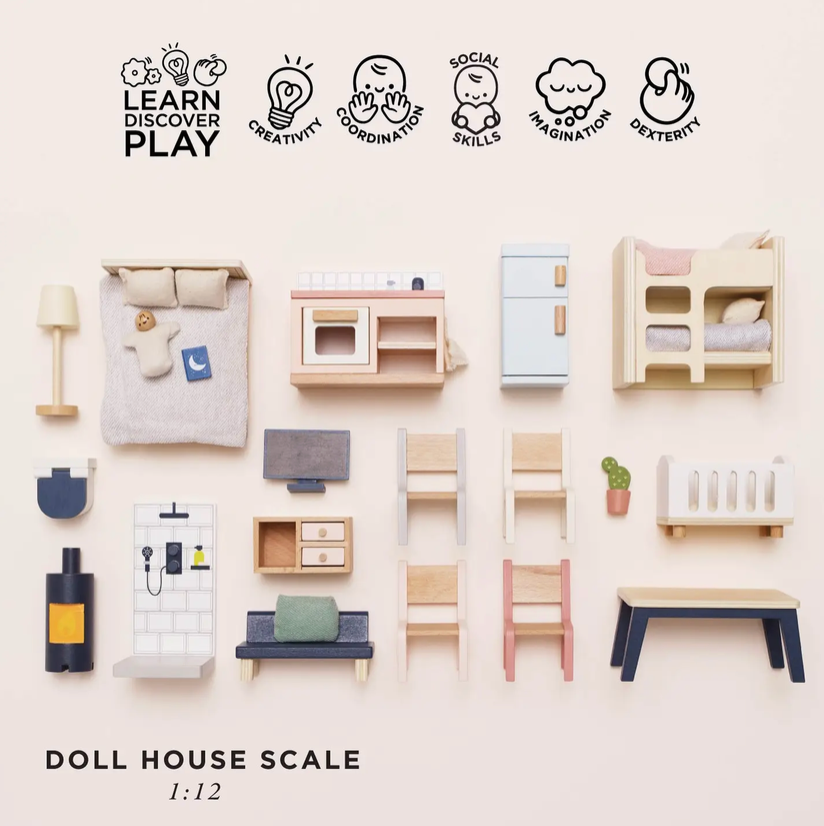 le toy van wooden doll house furniture set