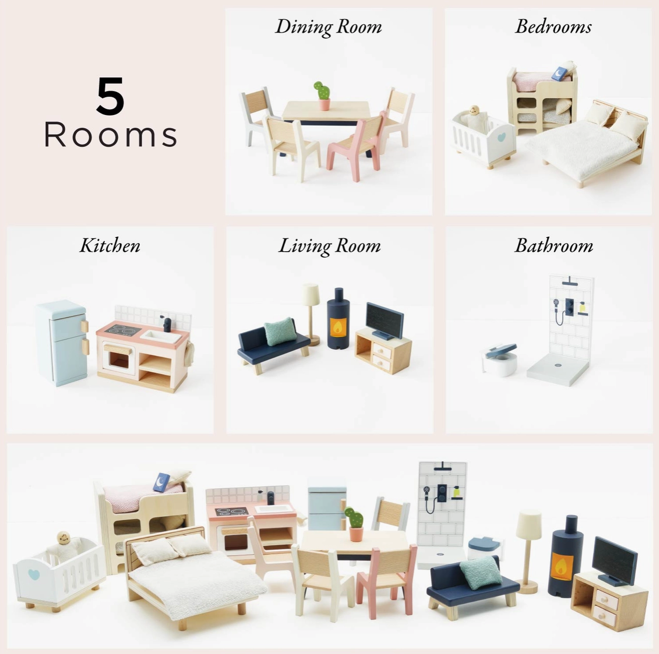 le toy van wooden doll house furniture set