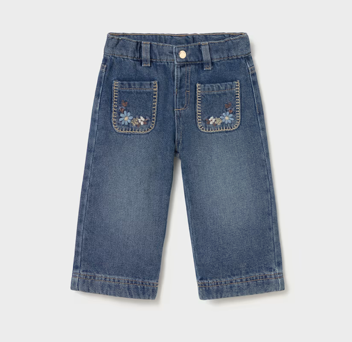 Mayoral mayoral floral front pocket denim