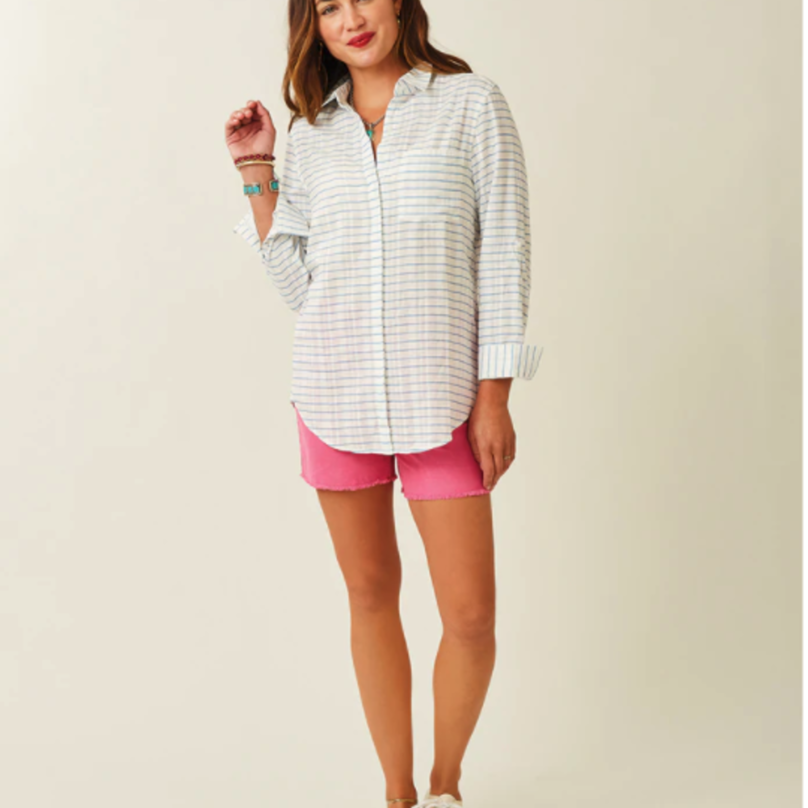 Carve Designs Carve Designs Quinn Tunic (W) Dk. Azalea Harris Stripe L