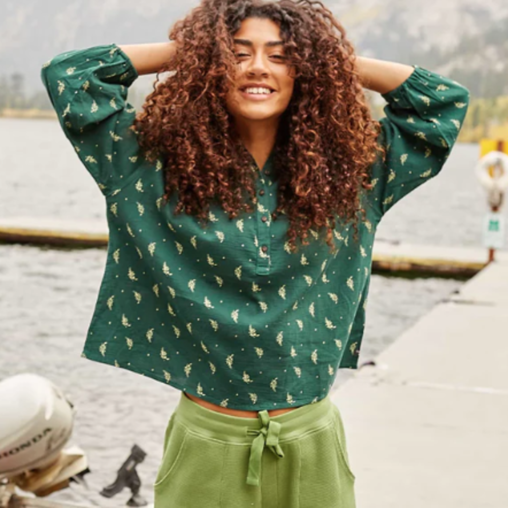 Toad  & Co Toad Manzana LS Peasant Top (W) Starshine Print L