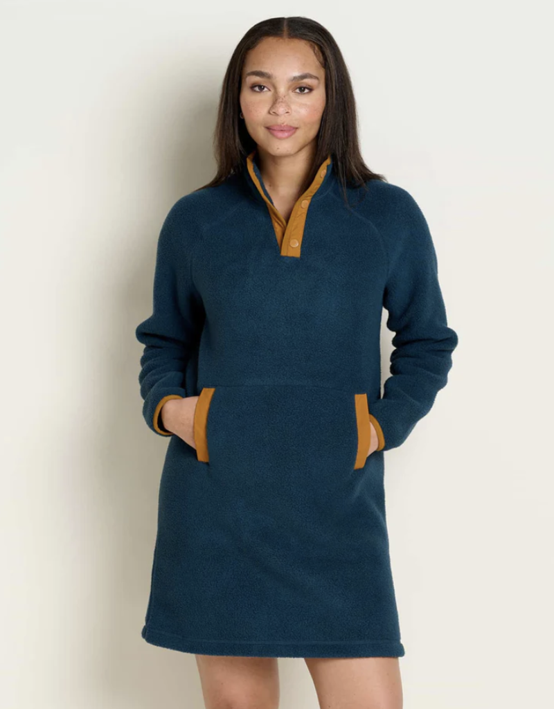 Diagonal cotton fleece dress