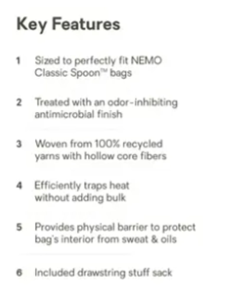 Nemo Equipment NEMO Tracer Long Sleeping Bag Liner (A)S24