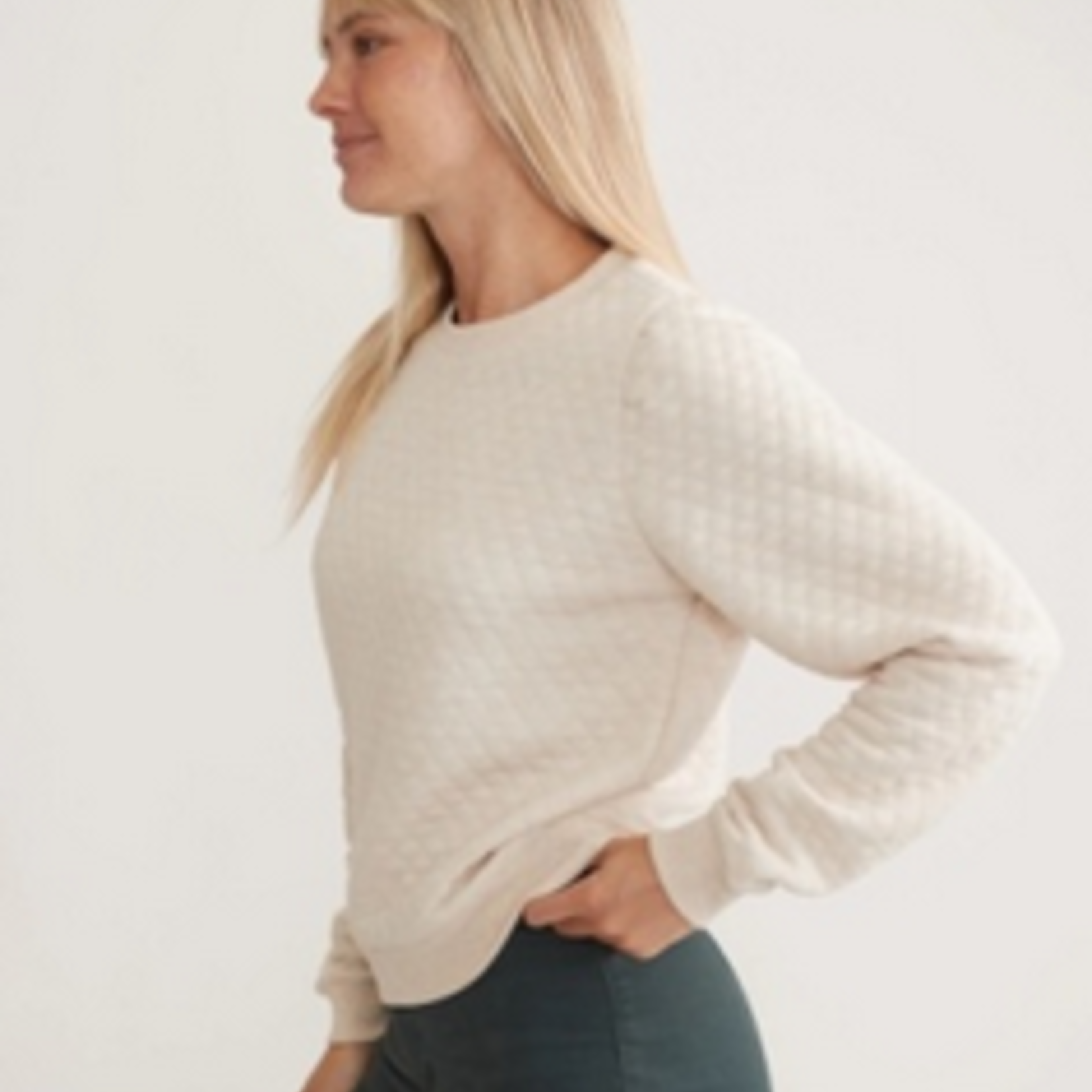 Marine Layer Marine Layer Corbet Quilted Puff Sleeve Crewneck (W)