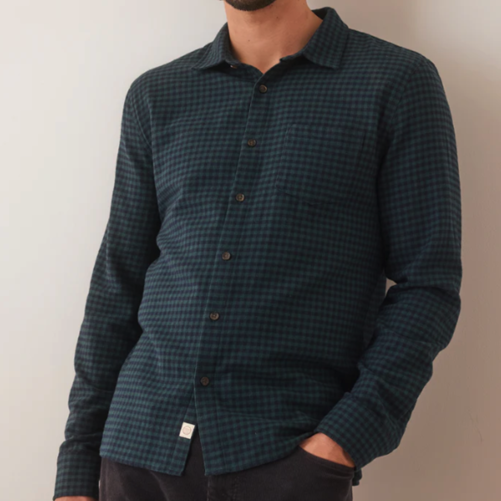 Marine Layer Marine Layer Tahoe Flannel Shirt (M) Green Gingham XXL