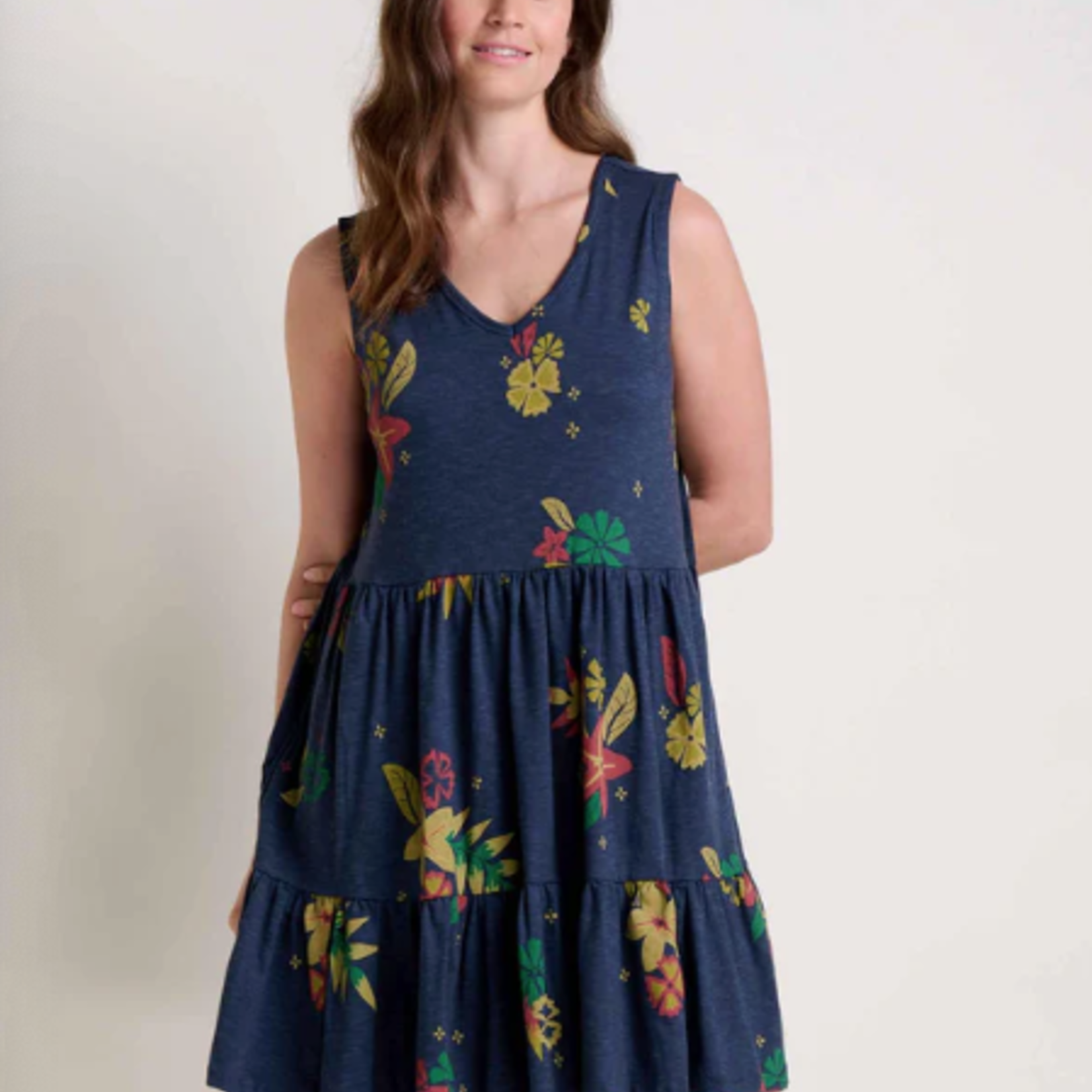 Toad  & Co Toad Co Marley Tiered SL Dress (W) Barley Multi Floral Print S