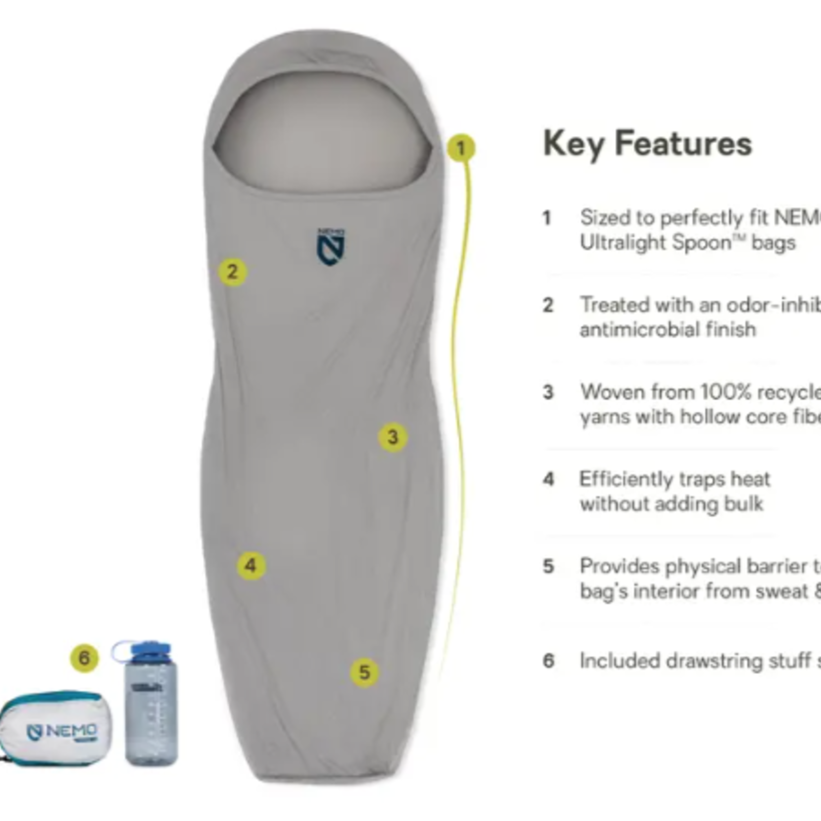 Nemo Equipment NEMO Tracer Blaze Long Sleeping Bag Liner (A)S25