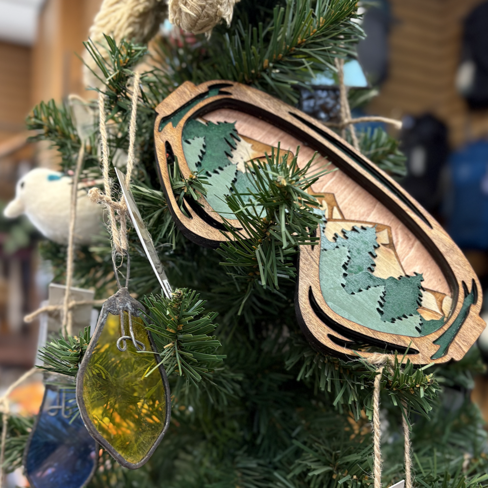 Indigo Fair Handcrafted Wooden Ski Goggle Wall Art Small