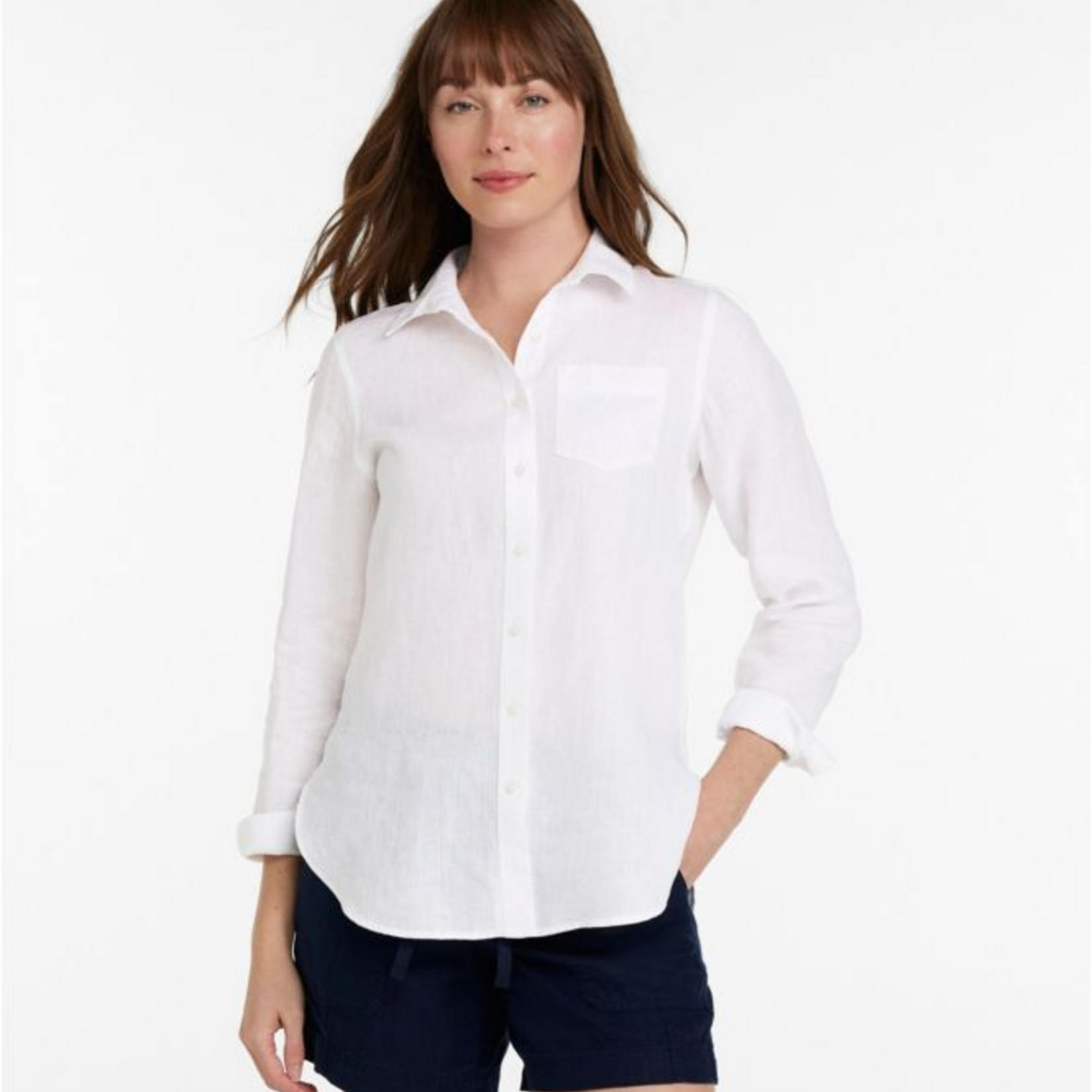 L.L Bean L.L. Bean Premium Washable Linen Shirt Tunic Long Sleeve Reg (W)