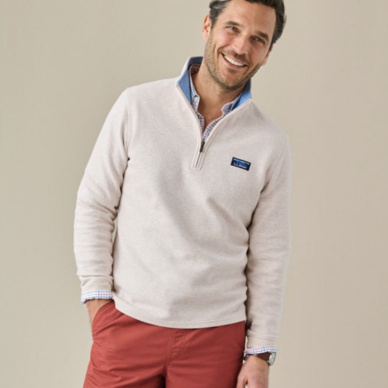 L.L Bean L.L. Bean Lakewashed Double Knit 1/4 Zip LS (M)