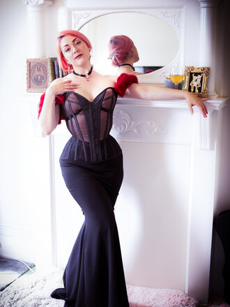 Pop Antique for Dark Garden Madame X Skirt in Ponte [Made to Order]