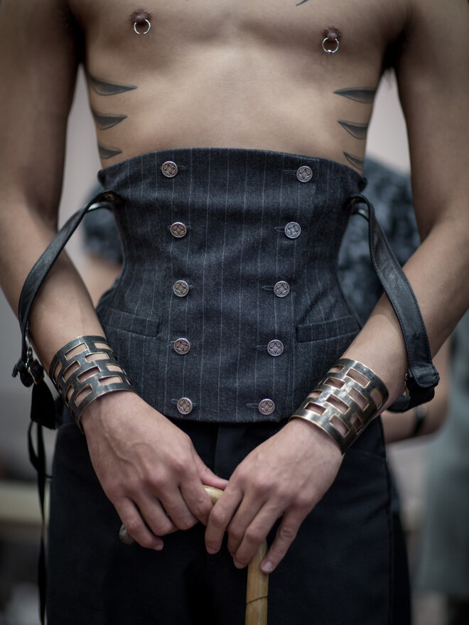 Bespoke Dietrich Overbust Waistcoat Corset - Dark Garden Unique