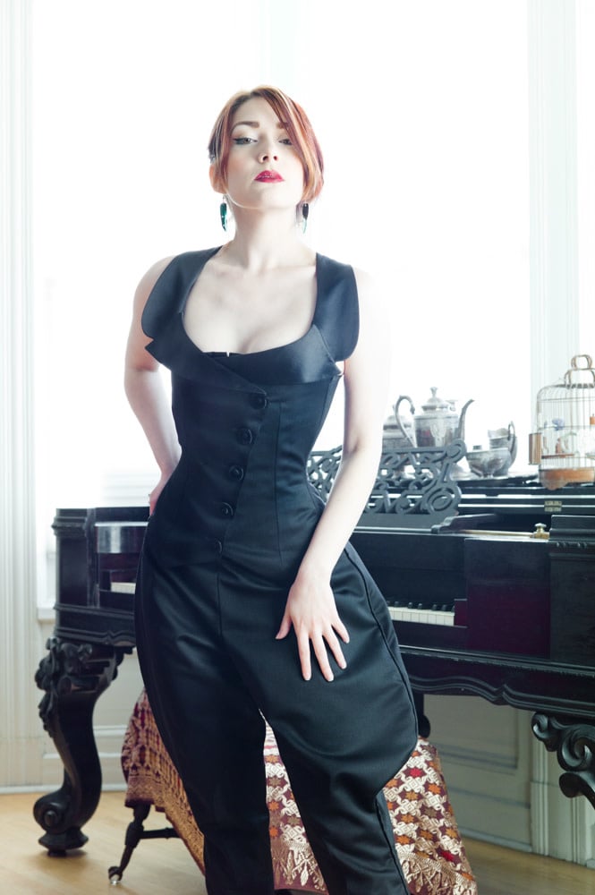 Bespoke Dietrich Overbust Waistcoat Corset - Dark Garden Unique