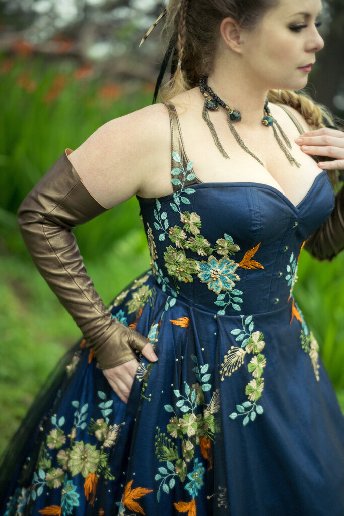 Dark Garden Bespoke Sweetheart Victorian with Straps (Satin or Brocade)