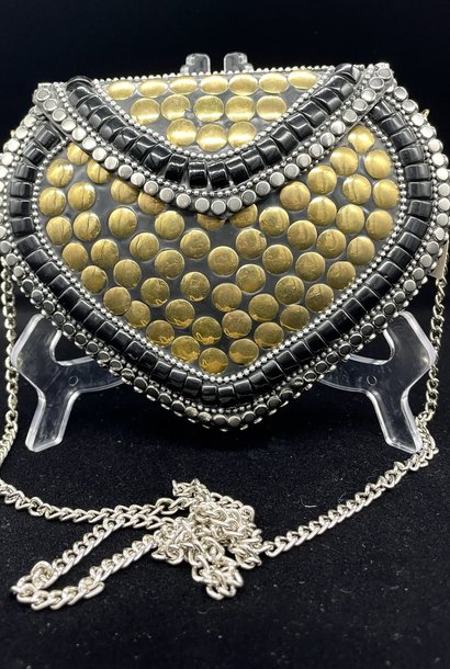 Ricki Designs Black Gold Stud Heart Purse