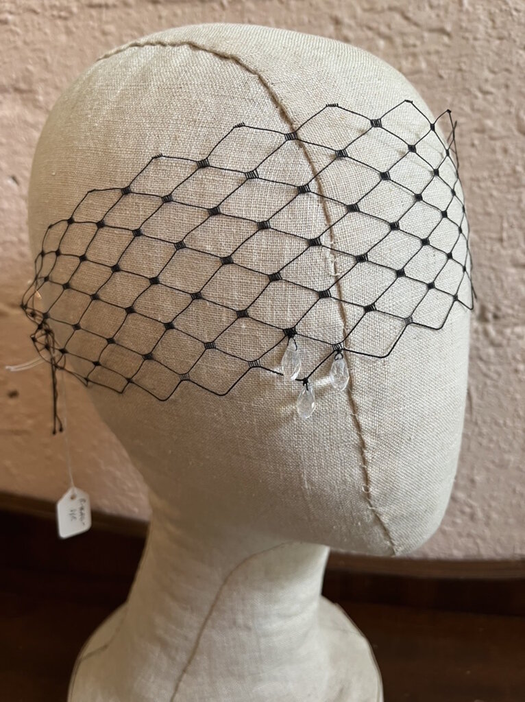 Kalico Delafay Kalico Delafay Veil Mask with Jet or Clear Crystal Tear Drops (any color of veil)