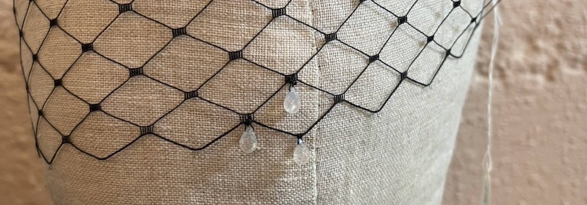 Kalico Delafay Veil Mask with Moonstone Tear Drops (any color of veil)