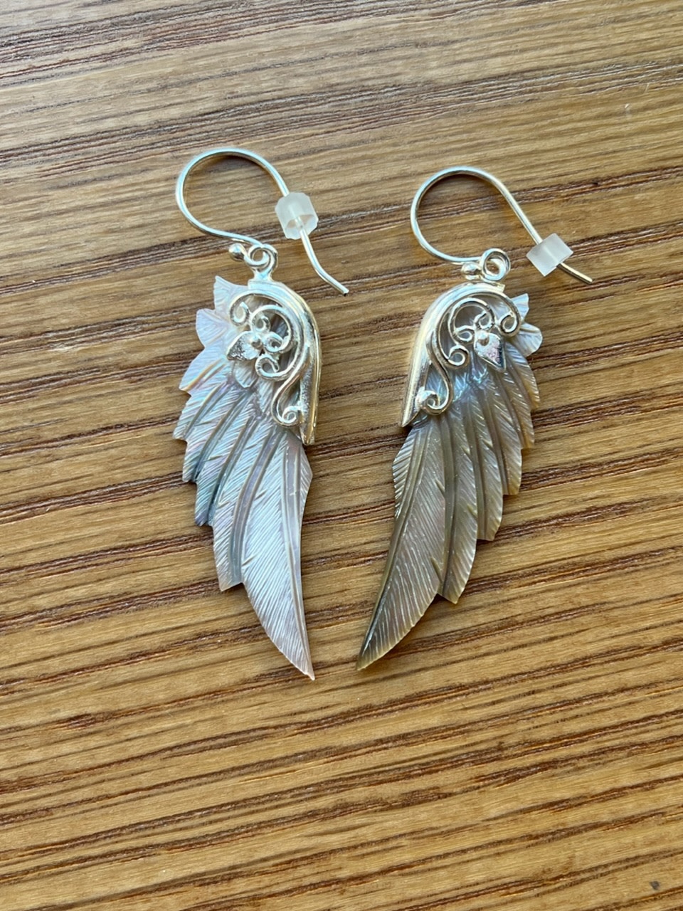 Coco Loco Jewelry Small Silver Ethereal Chunky Wings Shell Earrings-2