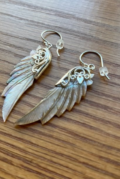 Coco Loco Jewelry Small Silver Ethereal Chunky Wings Shell Earrings