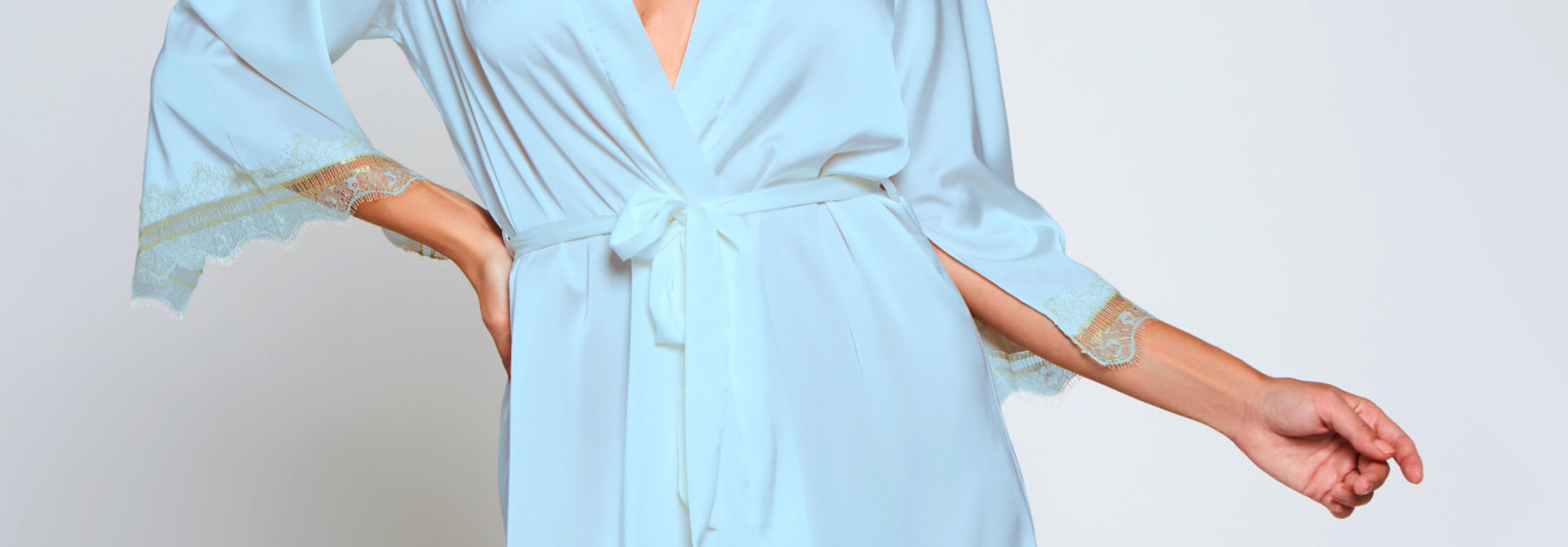 iCollection Satin Robe Light Blue