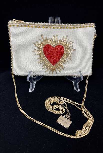 Mary Frances Cross My Heart Beaded Heart Burst Waist Belt Sling Bag