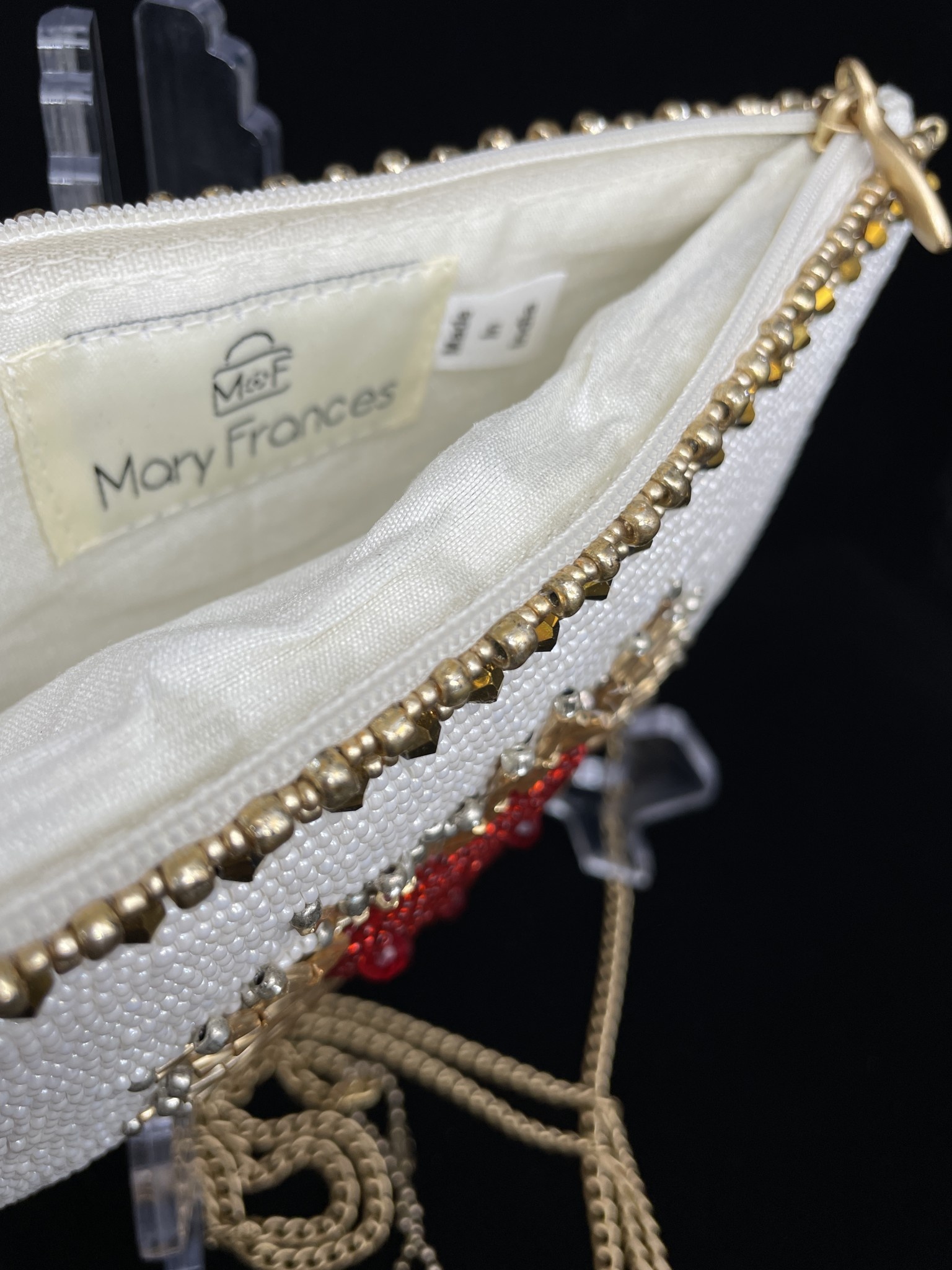Mary Frances Cross My Heart Beaded Heart Burst Waist Belt Sling Bag