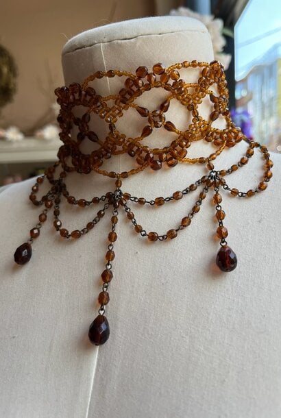 Nancy K Topaz Burnt Sienna Large Gothic Choker