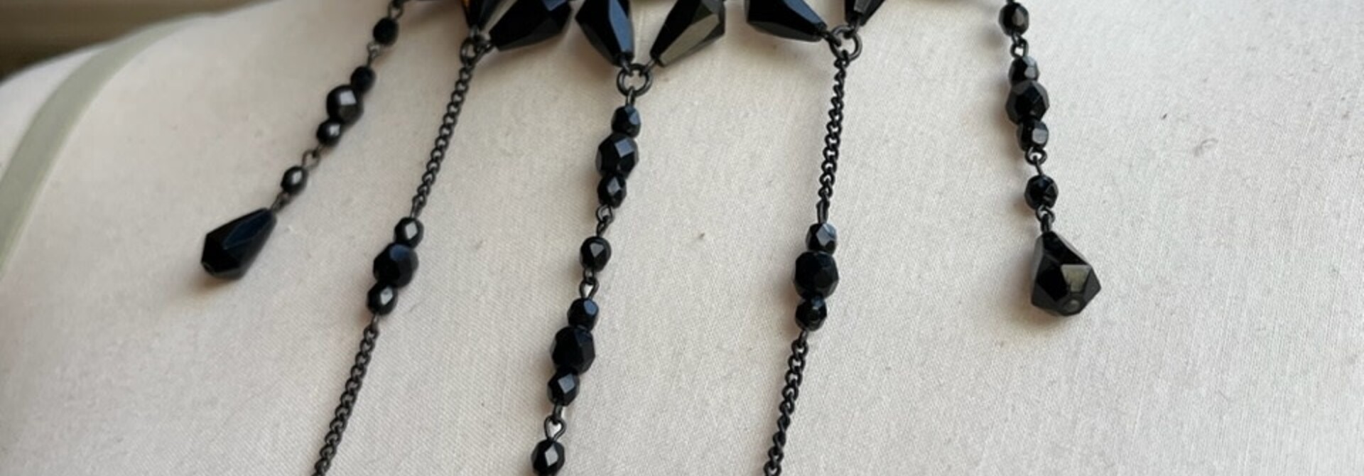 Nancy K Jet 5 long drop beaded necklace